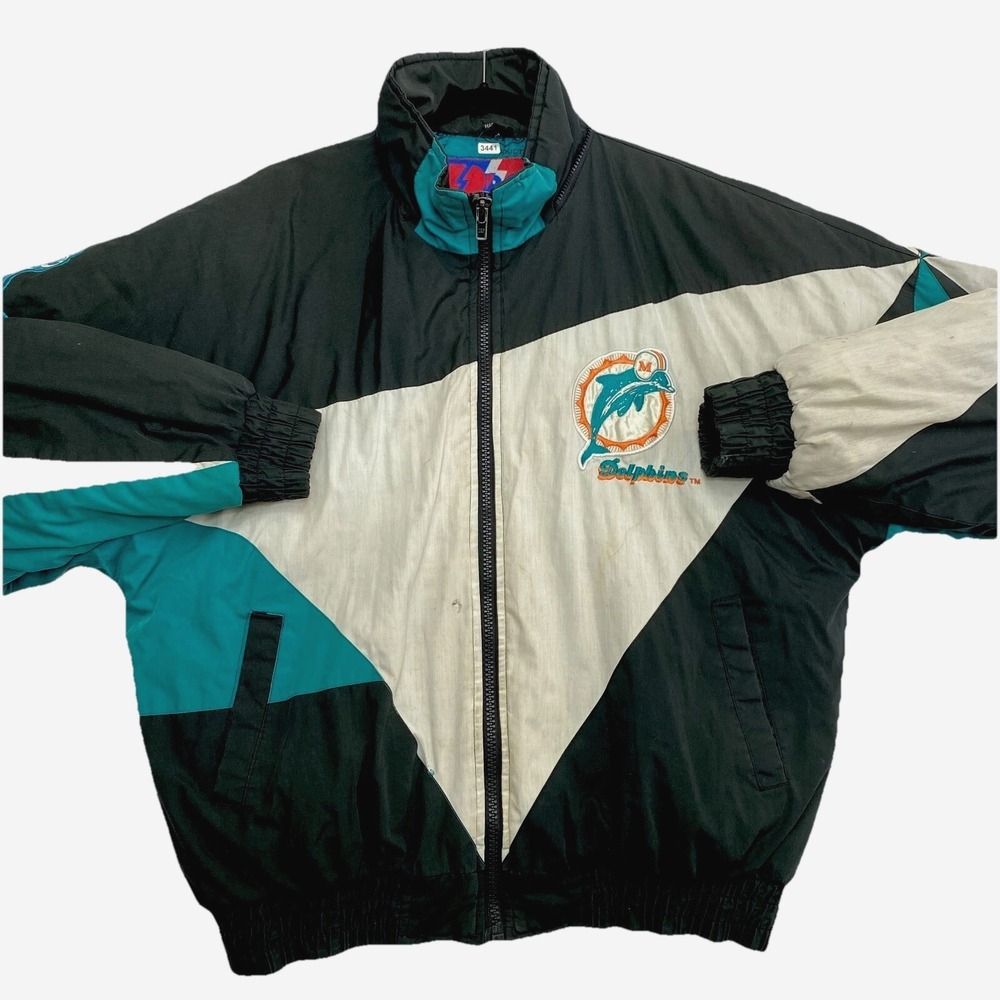 Miami Dolphins Windbreaker Jacket Mens Large Pro Player Daniel Young 90s
